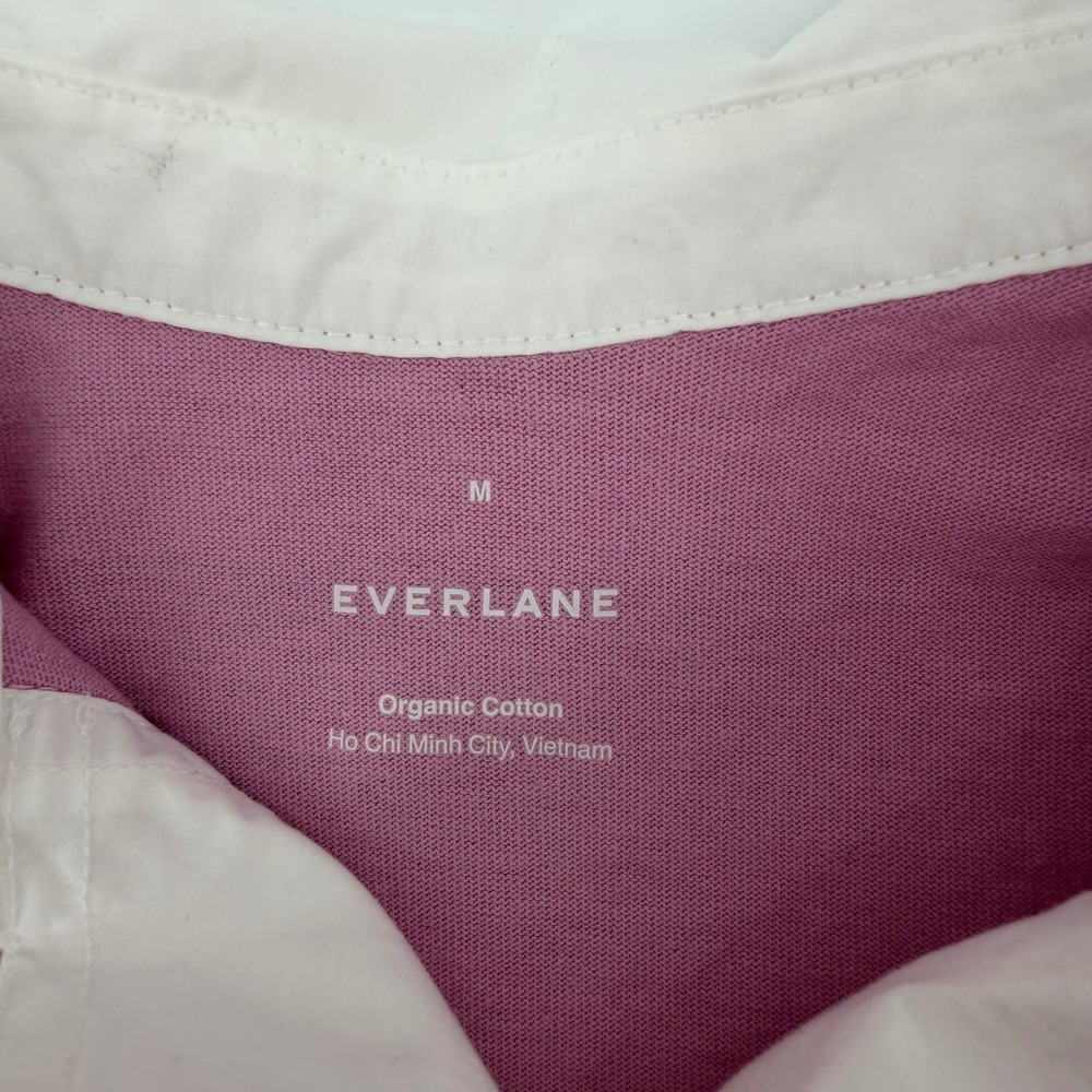 Everlane Rugby Shirt Pink Collare Organic Cotton Short Sleeve Women Medium Dress - Picture 4 of 8